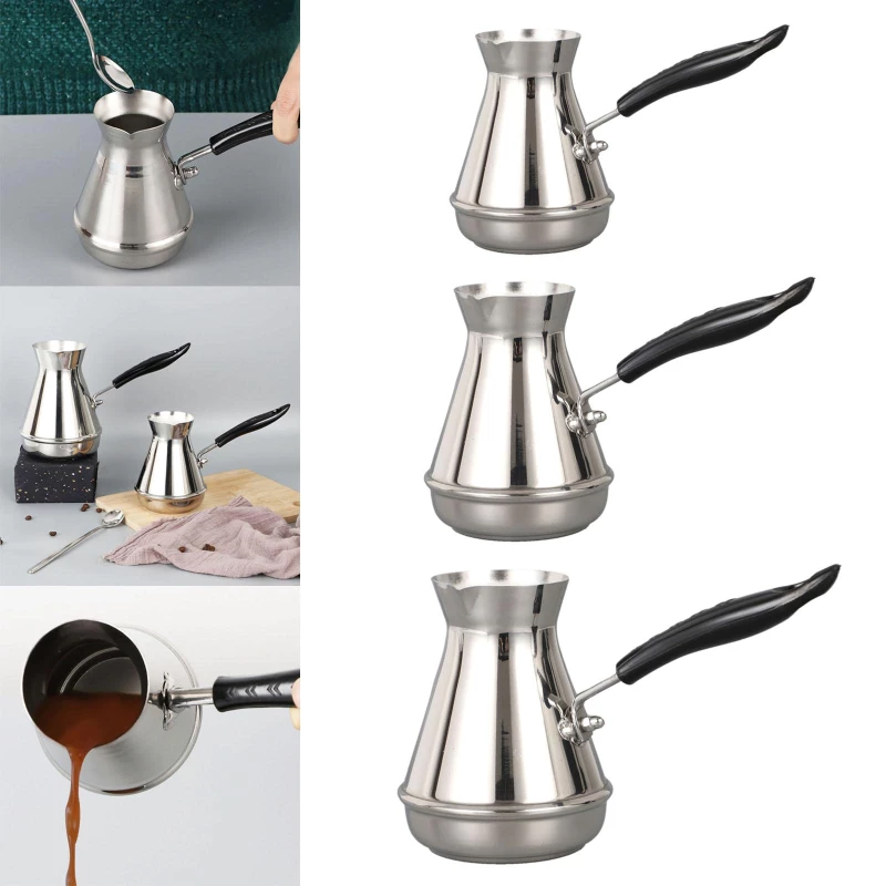 Stainless Steel Turkish Coffee Pot - European W/ Long Handle 250/350/500 ml optional for Gas Hobs