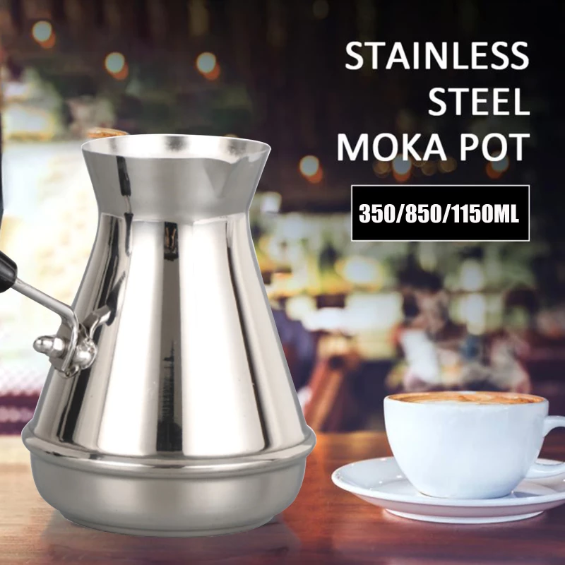 1150ML Turkish Coffee Pot Long Handle Moka Pots For Coffee Making Accessory Stainless Steel Butter Milk Melting Jug Coffee Maker